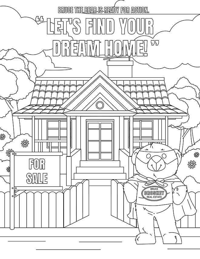 Bruce Croskey Real Estate’s fun-loving mascot from Pittsburg California! - coloring page
