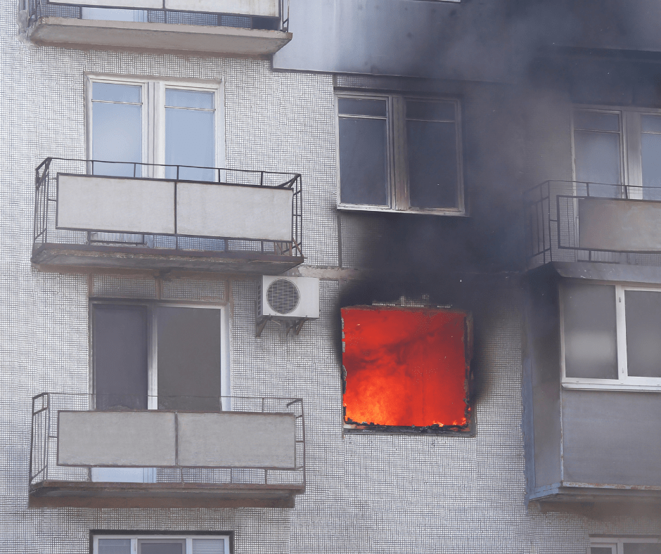 apartment on fire - property management